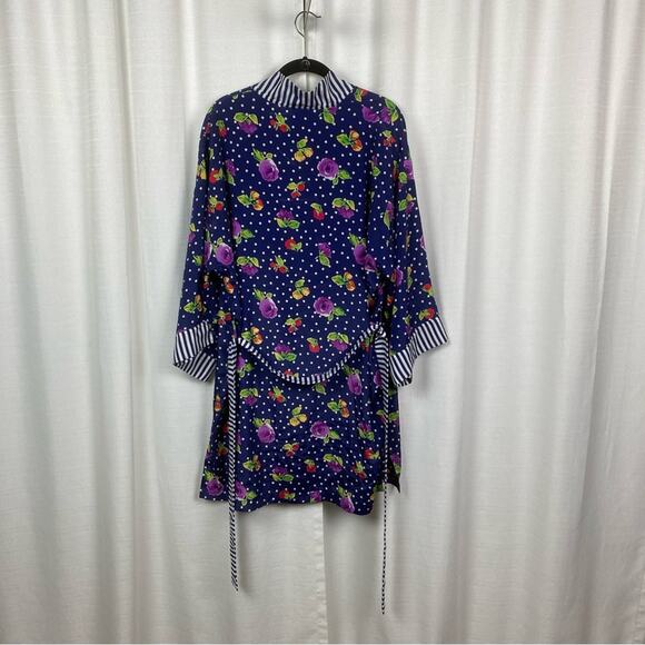 Victoria’s Secret Vintage Gold Label Blue Floral Robe Sz.OS - Picture 8 of 13